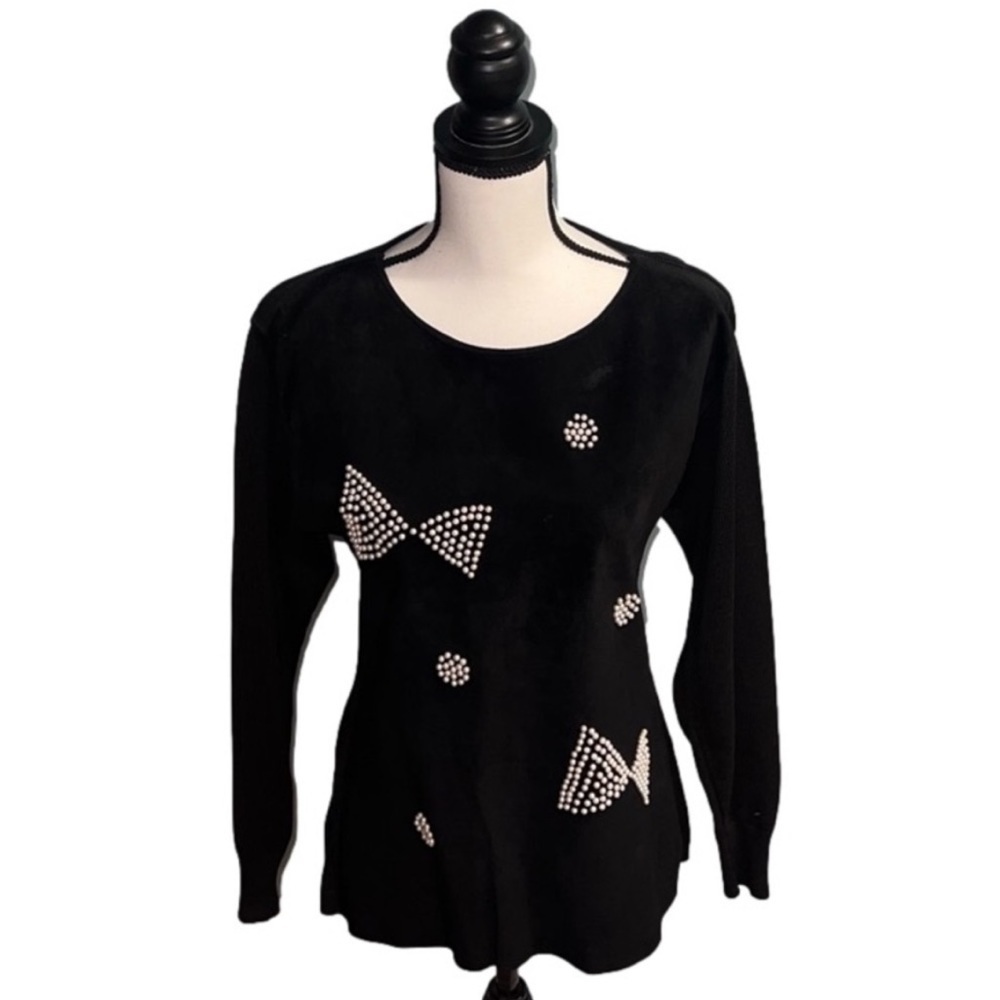 Arion- Black and beaded long sleeve shirt